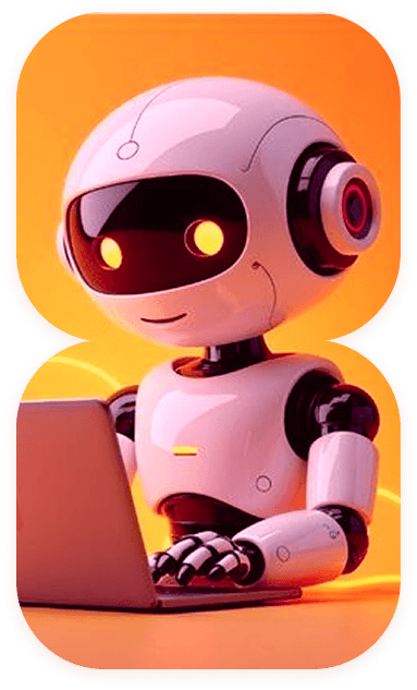 AI Robot working on laptop